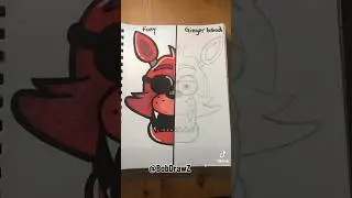 Drawing Foxy from FNAF in 2 Different styles!!! Part 1!!! #viral #art #shorts #fnaf