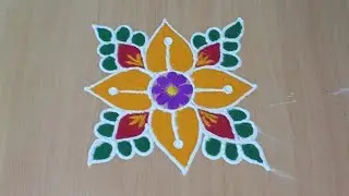 Daily easy rangoli designl#very easy kolam#muggulu design#treditional kolam#rangoli design 🤩✨🌈