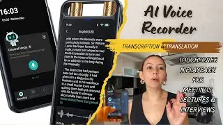 AI Voice Recorder with Transcription & Translation &ndash; Touchscreen Playback for Meetings,