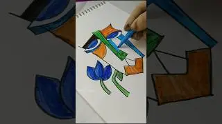 Creating Cubism Art with Markers #shortvideo