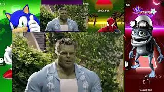 Sonic Team Sky vs hulk vs spider vs crazy frog Coffin Dance Music Tiles hop Edm Rush