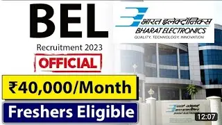 BEL Recruitment 2023 | Latest Job for Trainee Engineer-I  and project Engineer | Salary 40000