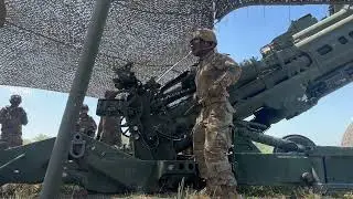 1-111th Soldiers fire M777s during annual training
