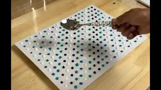 Challenge: 100 Acrylic Paintings Using a Soup Spoon #4  Coastal rocks | Acrylic painting