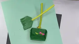 DIY paper dustpan and broom. DIY miniature dustpan and broom. School project work. #diy #craft #art 