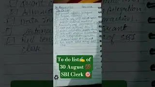 TO DO LIST 30 AUGUST SBI CLERK 🎯|| #ibpsclerk #ibps #sbiclerk #bankingexam #consistencymatters 💯🎯