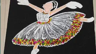 Beautiful Dancing Girl Rangoli Design 💃 | Easy Rangoli for Competition | Trending Rangoli Art