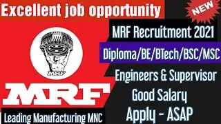 🔴Permanent job - MRF Recruitment 2021 | Diploma/BE/BTech/BSC/MSC - Chennai|how to apply?| simply jpr