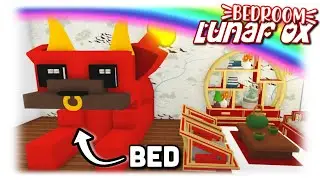 Custom LUNAR OX Bedroom w/ 3D Pet Bed - Lunar House, Chinese Furnitures, Lanterns | Roblox Adopt me