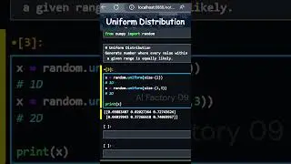 Uniform Distribution , random number in numpy with python #short #python #education #numpy #array