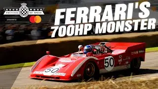 Уникальный автомобиль Ferrari 712 Can-Am с 7-литровым двигателем V12 взрывает Гудвуд