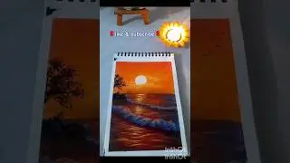 Easy sea side sunset💞🥰🥰#trending #music #creative #shorts #viral#acrylicscenery 🖌️🖼️😲