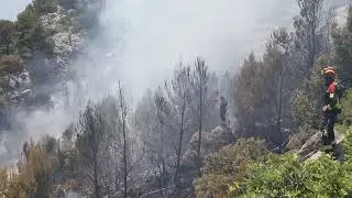 Požar zapadno od sela Veliko Brdo iznad Makarske gase vatrogasci i kanader