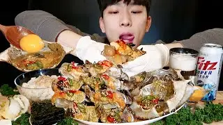 알이 꽉~찬 암꽃게 간장게장 Soy Sauce Marinated Crab カンジャンケジャン món cua sống muối tương Mukbang ASMR Eating Show