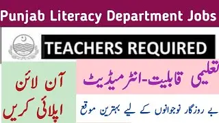 Punjab Literacy Teacher Jobs 2023 | Jobs for Intermediate Punjab teacher jobs 2023