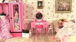 Барби утренняя рутина &bull; кукольная спальня и тщеславие &bull; завтрак &bull; платье барби