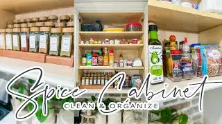 SPICE CABINET CLEAN AND ORGANIZE WITH ME // KITCHEN DECLUTTER // CHARLOTTE GROVE FARMHOUSE