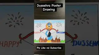✨ Dussehra Poster Drawing | Easy & Beautiful Vijayadashami Poster | Dussehra Drawing Idea ✨#viral