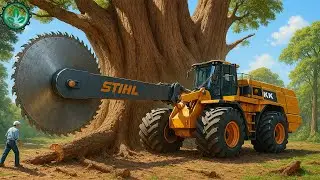 Dangerous Fastest Chainsaw Cutting Tree Machine Skills | Monster Stump Removal Excavator #40