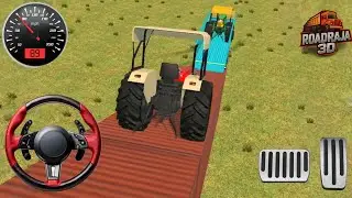 Driving truck & loading tractors on the truck in game | Indian vehicles simulator | #tractor #truck