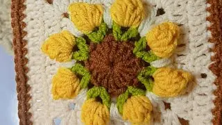 Crochet tulip granny square tutorial @Cherrycrochet786 