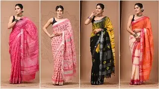 Linen Cotton Sarees | Free Shipping | Pure Linen Cotton Sarees Collection #shopnow 