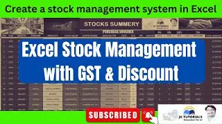 Excel Stock Management with GST & Discount | Track Inventory Easily |JK TUTORIALS