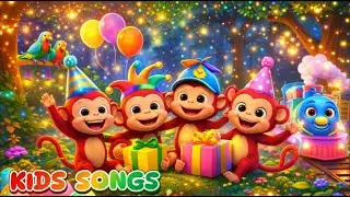 🐒In The Jungle MONKEY Troop 🙈🙉🙊✨ 🦜🌴 🐒🦜🌴 🐒  Kids Songs - Fun and Learning