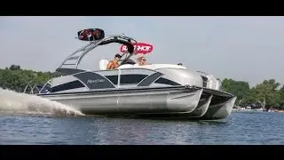Godfrey Pontoon Boats | Aqua Patio 250 Express XP | Performance Rough & Salt Water Triple Toon
