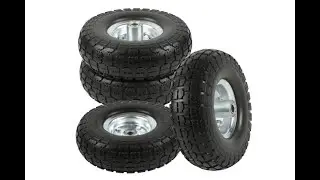 go2buy 4-Pack 10 Inch Solid Rubber Tyre Wheels Garden Wagon Cart Trolley Tires Wheels Black-Overview