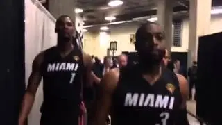 Dwyane Wade goes to the locker room