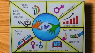 India of my dream in 2047 drawing | My vision  in 2047 drawing | Vikshit Bharat drawing easy
