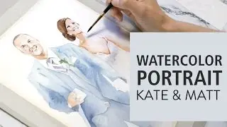 Watercolor Wedding Couple's Portrait: Matt and Kate