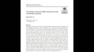 The prestige economy of higher education journals: a quantitative approach