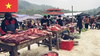 Explore Most Unique Outdoor Buffalo Meat Market in Vietnam | Weekly Sunday Market