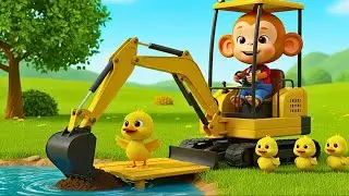 Monkey Bibo Works with a Tractor to Dig and Shape Cozy Ponds for Ducks, 🐒🚜🦆💧 🐒🚜 | BIBO MONKEY LIFE