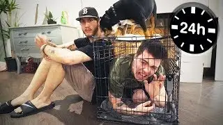 24 HOURS IN A DOG CAGE w/ FaZe Banks