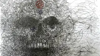 Live Drawing Ink and Wash: Ornate Steampunk Skull for Inktober 2025 day 17 prompt Ornate