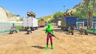 GTA V Crazy Green Spiderman Vs Po Army Pitstop Racing Funny Fail Moment Ep. 569