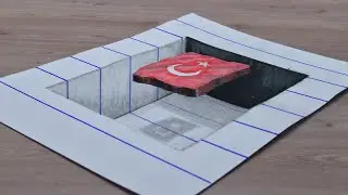 3d drawing Turkish flag on paper