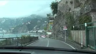Driving along the Amalfi Coastal Road, Amalfi Coast (la Costiera Amalfitana) Italy