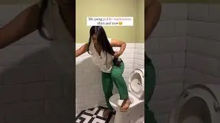 The struggle of squatting on public toilet seat is real! 😖 #shorts #relatable #toilet #youtubeshorts