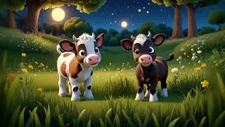 Three Baby Cows Moo at the Moon | Fun Animal Song for Kids | Nursery Rhymes and Preschool Learning