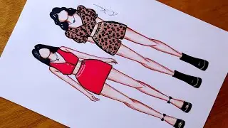 رسم أزياء جيني و جيسو من فرقة بلاك بينك خطوة بخطوة | رسم ازياء |black pink