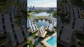 Urban park hub in 72h! Lakeside triangle house, family BBQ & moonlit swim under city stars.