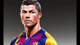 Cristiano Ronaldo Rocks a Barcelona Jersey with Symmetrical and Striking Facial Features.