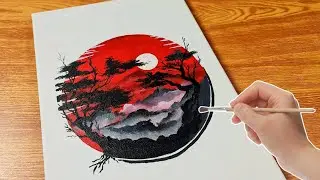 How to Draw a Japanese Landscape I Acrylic Painting for Beginners