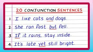 20 Conjunction Sentences | Examples of Conjunction Sentences | Conjunction Sentences | Updated Video