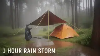Intense Thunderstorm & Heavy Rain on Tent ⛺ | Floating Camp ASMR Rain Sounds 20