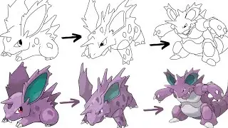 How To Draw NIDORAN, NIDORINO, NIDOKING POKEMON | Pokemon Evolution